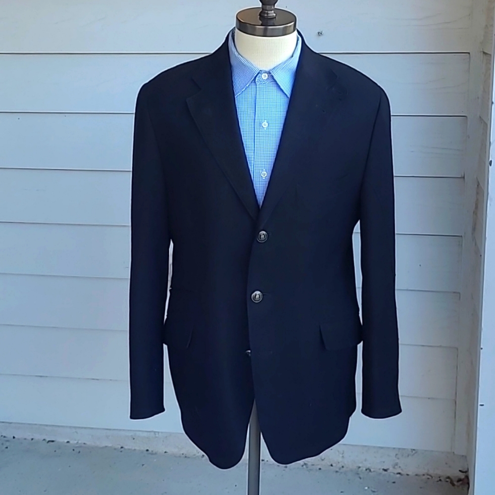 CORNELIANI ID Italy Recent Wool Cashmere Blend Black Weave 42 R Mens Sport Coat